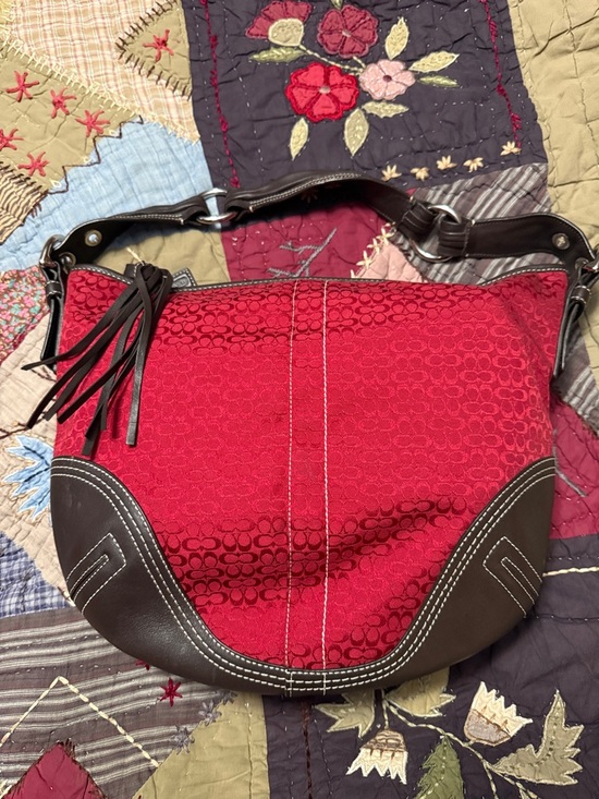 Coach Handbags - Red and chocolate large soho boho Coach purse